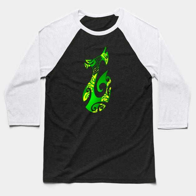 MATAU - green (Fish hook) Baseball T-Shirt by Nesian TAHITI